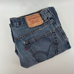 Levi 559 Blue Jeans Men 34x34 Relaxed Fit Straight Leg Medium Wash Work Distress